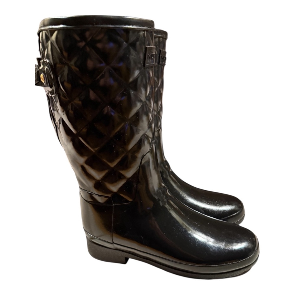 HUNTER Black Diamond Pattern Boots 6 - Picture 2 of 6